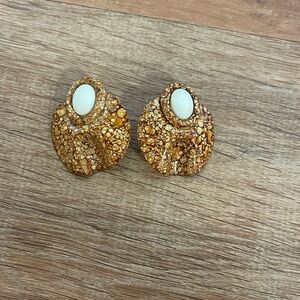 Brown faux pearl marble print earrings​​​​​